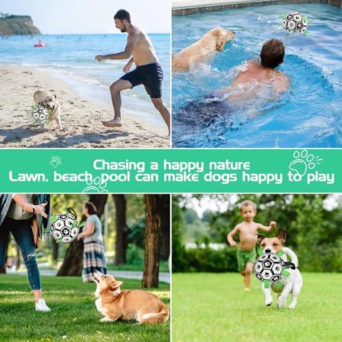 CHUKCHI Dog Toys Soccer Ball with Straps, Interactive Dog Toys for Tug of War,Puppy Birthday Gifts,Dog Water Toy,Pet Tug Toy,Durable Pet Balls for Small Medium & Large Dog（8 inch）