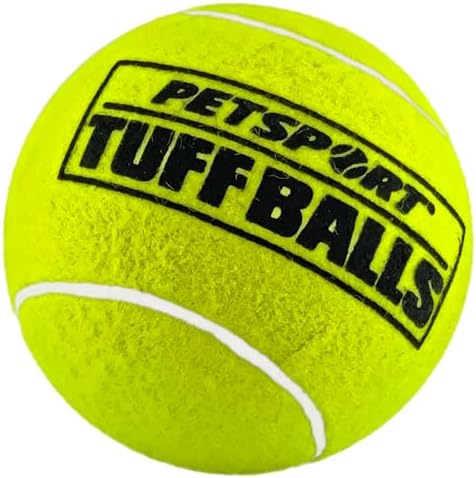 PetSport Giant Tuff Balls for Large Dogs, 4" Tennis Balls (3 Pack) - Extra Thick Natural Rubber, Non-Abrasive Felt, Non-Toxic, Durable Dog Fetch Toy for Aggressive Chewers, Won't Stain or Wear Teeth