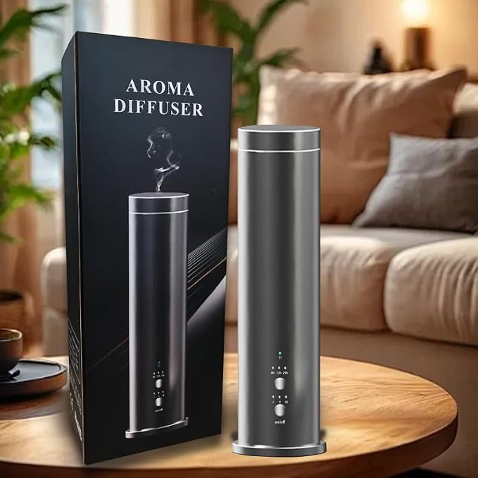 Waterless Essential Oil Diffuser 1000 Sq Ft, Nebulizing Diffuser with Remote & Timer, Adjustable Mist, Mood Light, Plug-in Aromatherapy for Home Office Hotel, Silver M202S