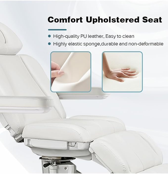 TATARTIST Electric Facial Bed Electric Spa Chair Professional Beauty Spa Beds Salon Chair Portable Massage Table White Facial Chairs for Esthetician with 4 Motors