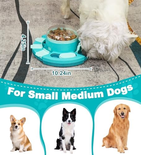Aluckmao Dog Puzzle Toy Feeder, Press to Dispense Food & Treats