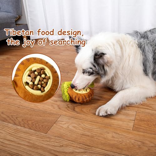Hollypet Squeaky Plush Stuffed Dog Puzzle Toy with Slow Feeder Bowl, Interactive Chew Toy for Small and Medium Dogs, Snail