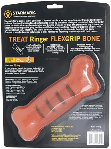 Starmark Treat Ring FlexGrip Bone Chew Toy For Large Dogs over 40 pounds