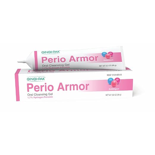 GINGI-PAK Perio Armor 1.7% HP Oral Cleansing Gel for Healthy Gums and A White Smile - Boost Whitening & Freshness with This Non-Invasive Treatment, 3 oz, Bubblegum