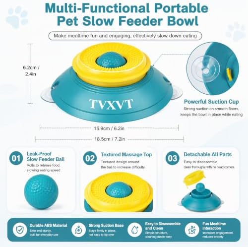 Rolling Lick Feeder Ball Bowl with Suction Cups Anti Slip Slow Feeder Interactive Puzzle Enrichment Toy for Dogs Cats Suitable for Wet Food Yogurt Bone Broth Nutrient Liquid (Green)