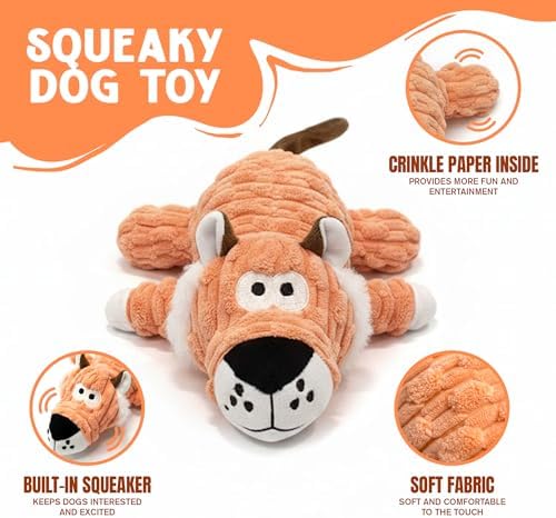 2026 New Plush Dog Toy, Squeaky Dog Toys with Crinkle Paper, Soft Stuffed Interactive Chew Toy for Small, Medium and Large Dogs.