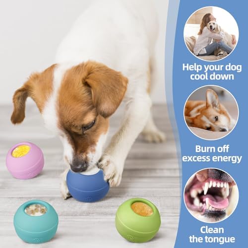 Long-Lasting Interactive Dog Lick Toy, Stuffable Dog Enrichment to Keep Dogs Busy, Wobbly Treat Dispensing Freezable Chew Toys, Food-Grade Safe (Dark Blue,L)