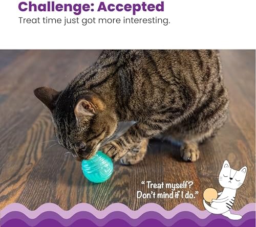 Catstages Ball Treat Stuffer Cat Toy – Interactive Treat Dispensing Ball for Cats, Mental Stimulation & Physical Exercise, Soft & Durable, Green (Pack of 2)