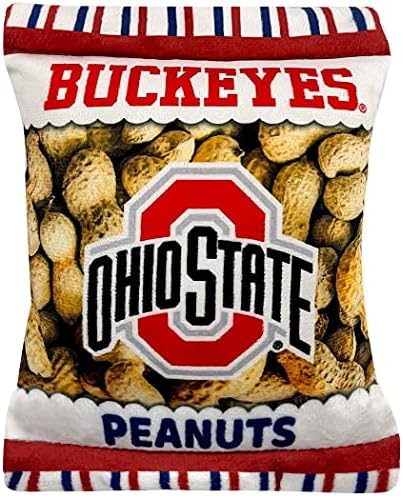 Pets First NCAA Ohio State Buckeyes Crinkle FINE Plush Dog & CAT Squeak Toy - Cutest Stadium Peanuts Snack Plush Toy for Dogs & Cats with Inner Squeaker & Beautiful Baseball Team Name/Logo