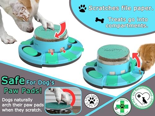 Zenly Paws Nail File Toy, Dog Scratch Pad for Nails, Dog Nail Scratch Board, Scratching Board for Dogs, Scratching Pads Files Scratcher Slow/Puzzle Feeder W/Treat Box Dispenser Trimmer Grinder Filer