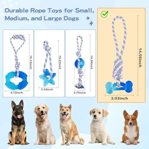 Dog Chew Toys for Aggressive Chewers, Multiple Textures & Rope, ndestructible Tough Durable Interactive Dog Toys, Puppy Chew Toys for Teething， Blue Bone