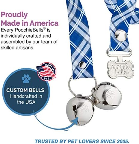 PoochieBells Handcrafted Dog Doorbell for Potty Training – Easy & Quick, Doggie-Safe USA-Made Dog Door Bell with Perfect Sound, Dog Trainer-Recommended for Over 20 Years, Starry Night Plaid