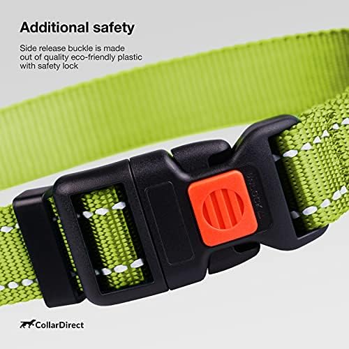 Reflective Dog Collar, Quick-Release Buckle (Lime Green, 18-26 Inch)