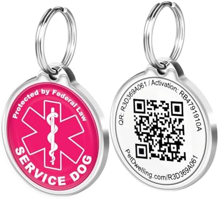 Pet Dwelling Service Dog ID Tag with QR Code – Scan to Contact Owner Instantly, No App Needed, Smart Dog & Cat Tag with Free Personalized Pet Profile