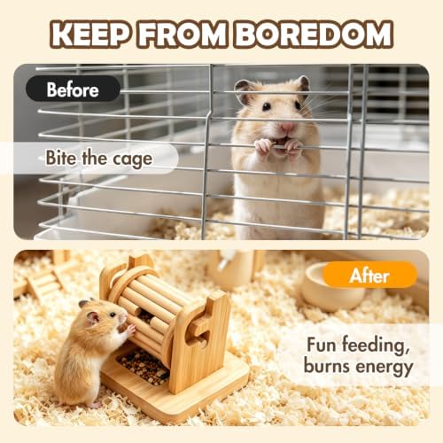 Wooden Hamster Foraging Toy, Interactive Hamster Feeding Toy