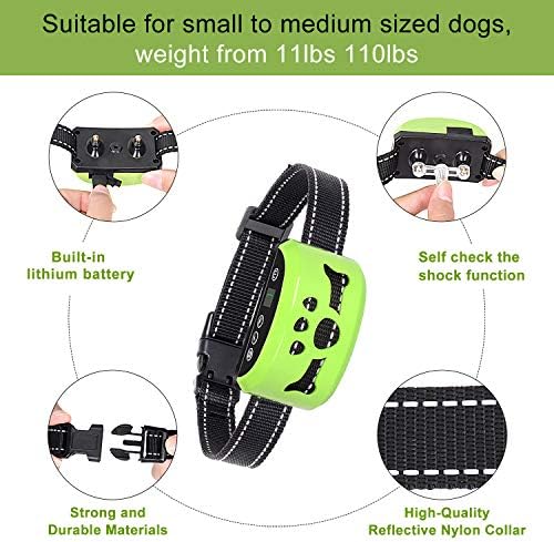 Dog No Bark Collar with Smart Detection Vibration and Harmless Shock- Rechargeable Anti Barking Device for Small Medium and Large Dog
