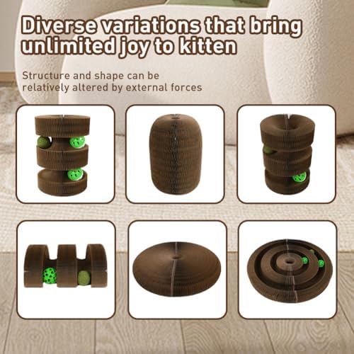 Cat Scratch Pad, Kitty Magic Organ Cat Scratching Board with Catnip Ball, Reversible Interactive Cat Toys Scratcher Cardboard,Kitten Pads(2PCS)