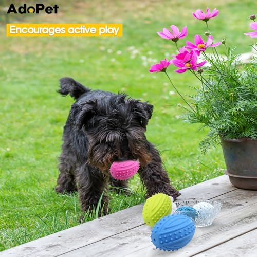 Dog Squeaky Rugby Ball Toy – Durable Rubber Chew Ball with Spikes for Dental Health, Interactive Fetch Training and Stress Relief, Non-Toxic Pet Toy for Small Medium Large Dogs