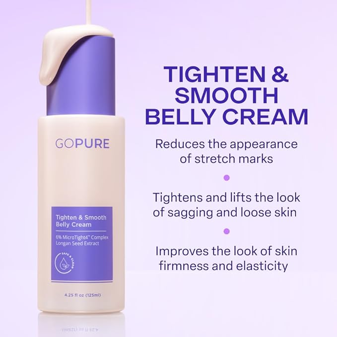 goPure Firming Belly Cream - Body Firming Moisturizer for Visible Cellulite & Stretch Mark Reduction, 4.25oz