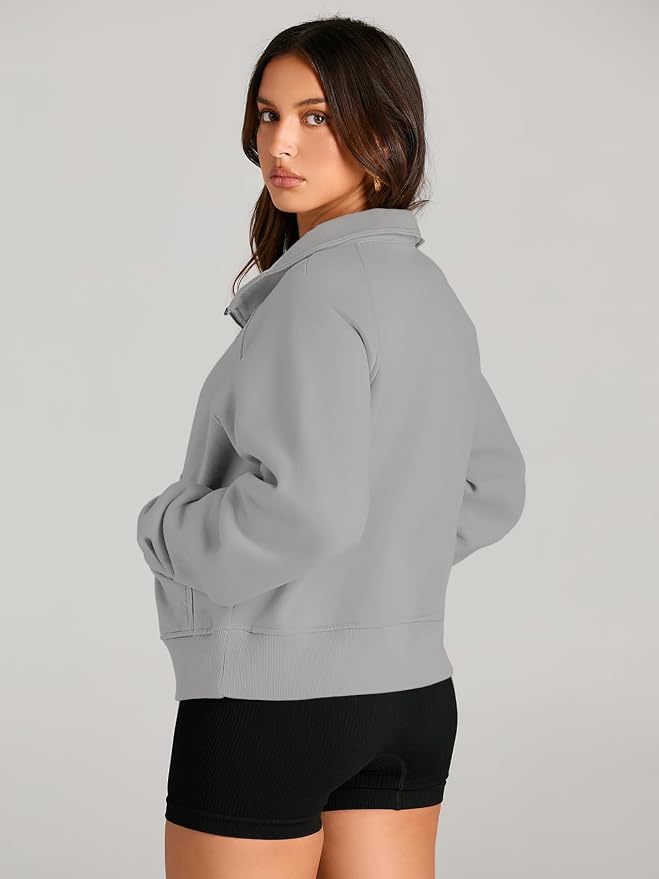 AUTOMET Womens Sweatshirts Half Zip Fleece Pullover Fall Outfits | Fall Fashion Clothes 2026,Cropped Sweatshirts,Cute Y2k Tops,Quarter Zipper Sweater,Winter Loungwear Outfits