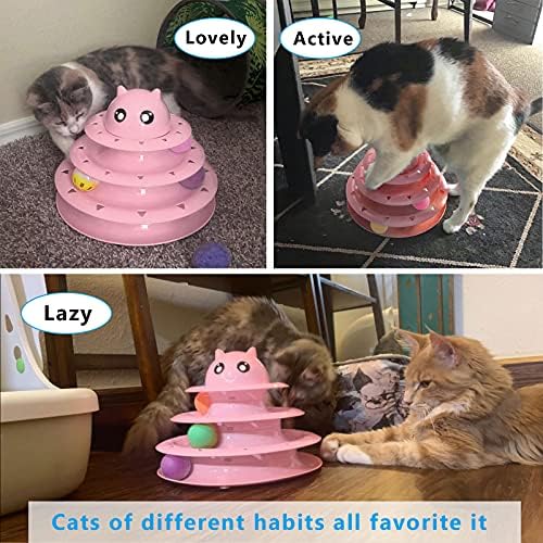 UPSKY Cat Toy Roller 3-Level Turntable Cat Toys with Six Colorful Balls | Puzzle Kitten Toys, Sturdy Structure, Detachable Design, Easy to Assemble, Anti-Slip, Reduces Boredom for Indoor Cats