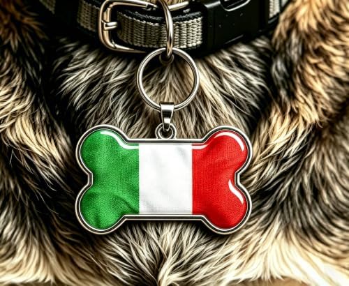 HSIAHOU Custom Pet ID Tags, Personalized Dog Tag Cat Tag(Italy Flag)