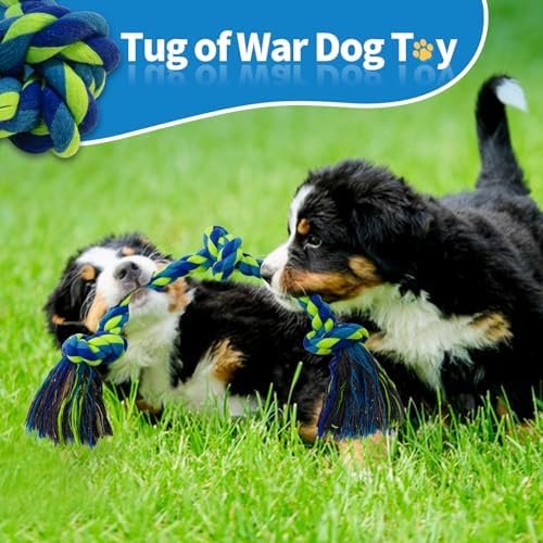 WDZZHOT [2 Pack] Dog Rope Toys, Dog Chew Toy for Medium and Small Dogs, 3 Knots Heavy Duty Puppy Rope Toy, 100% Cotton Tug of War Dog Toys for Boredom, Teeth Cleaning