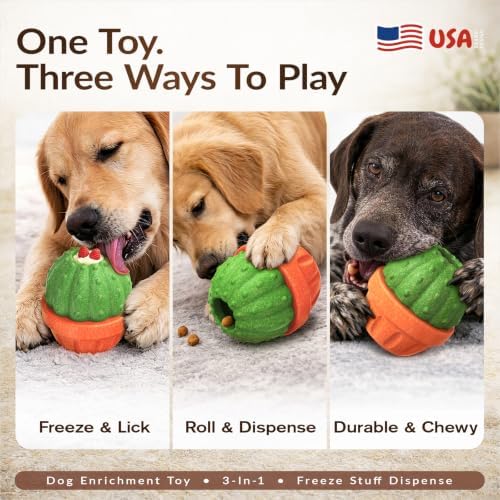 KADTC L, 3 in 1, Frozen Treat Dog Toy, Kibble Dispenser & Chew & Lick Ball | Two prep-ahead cups skip messy unmolding, swap fast and keep pets focused through grooming, nail trims, crate time and meals.