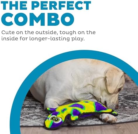 Outward Hound Durablez Tough Chew Plush Squeaky Dog Toy, Gecko, 17.5"