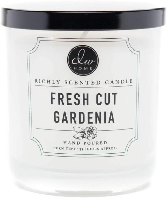 DW Home Fresh Cut Gardenia Scented Candle for Home, 9 oz, 8.8 oz Candle Jar, Up to 33H Burn Time, Luxury Scented Candle for Relaxation, Gifting, Home Décor