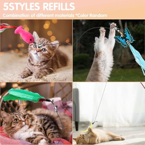 Retractable Cat Toy Wand 12 Packs Interactive Cat Feather Toys