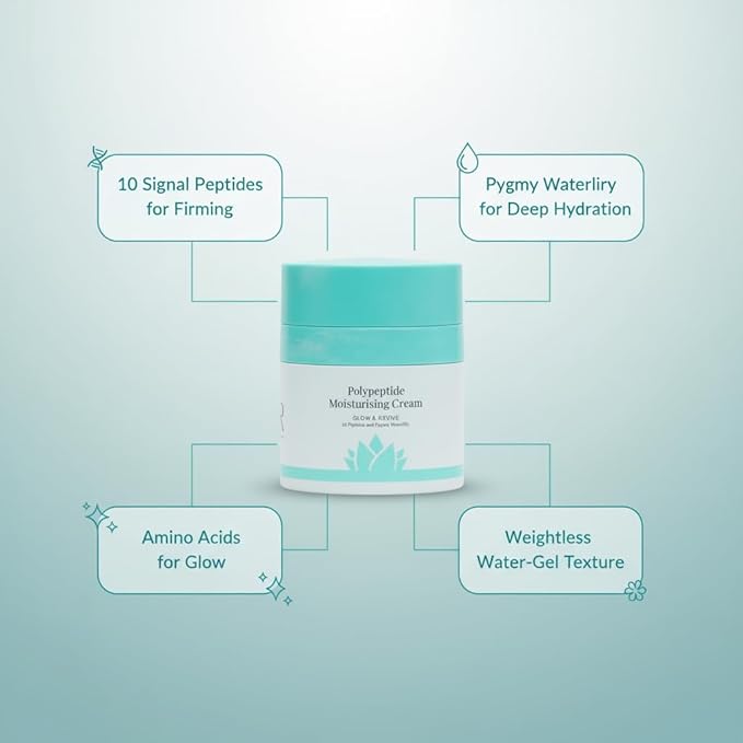 BioMiracle Sienna Rose Polypeptide Moisturizing Cream, Glow & Revive, 10 Peptides and Pygmy Waterlily, 50 ml / 1.69 fl oz