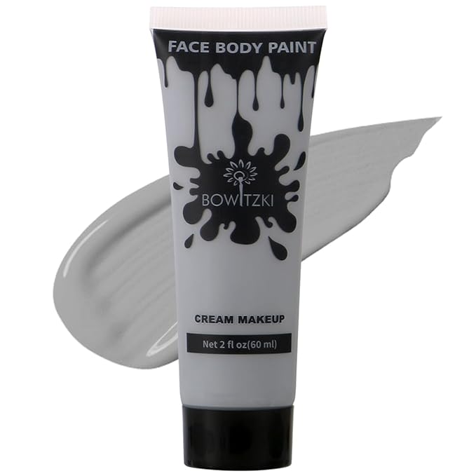 Bowitzki Face and Body Paint 2oz Cream Makeup 60ml Water Based Face Painting Special Effects For Adults Children Kids Halloween Christmas Party Stage Cosplay (Grey)