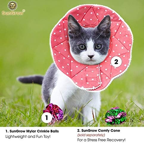 SunGrow 24 Pcs Cat Mylar Crinkle Balls, 2" for Exercise to Keep Fit, Lightweight, Multicolor Shiny Foil with Crinkly Sound for Indoor Pet Cat, Kitten