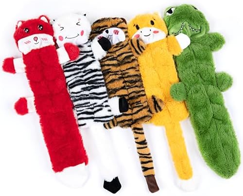 Nocciola 5 PCS No Stuffing Crinkle Dog Squeaky Toys, Durable Dog Toys for Tug of War, Tough Dog Toys for Aggressive Chewers to Keep Them Busy