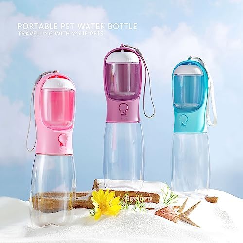 Dog Water Bottle with Food Container, Portable Leak Proof Pet Water Dispenser for Walking Hiking Travel, Puppy Essentials Accessories for Small Large Dogs, Dog Gifts (10oz/15oz/19oz)