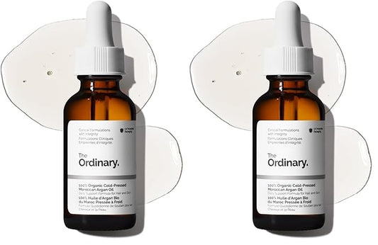 The Ordinary 100% Organic Cold-Pressed Moroccan Argan Oil,Nourishing and Hydrating Treatment for Skin & Hair,1 Fl Oz,(Pack of 2)