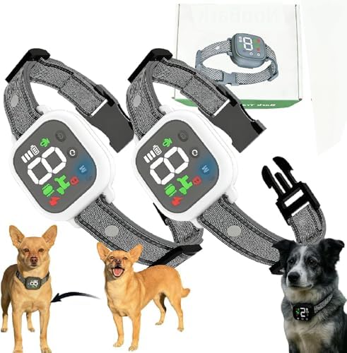 Dog Bark Deterrent Devices,Waterproof Rechargeable Smart Collar,Anti Barking Training with 8 Adjustable Sensitivity Beep Vibration for Small Medium Large Dogs. (White*2)