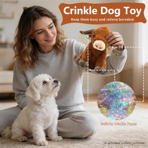 YZHDUXIU Highland Cow Dog Toy, Squeaky Dog Toys Stuffed Plush Puppy Toy