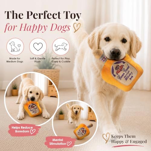 Dog Diggin Designs Crown Growl Plush Dog Toy Whisky Bottle | Luxury-Inspired Parody Whisky Bottle Dog Toy with Squeaker, Soft Plush Novelty Dog Toy – Shaken, Not Stirred!