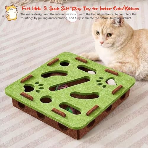 Felt Cat Maze Toy, Fun Hide Seek Hunting Puzzle for Indoor Kittens