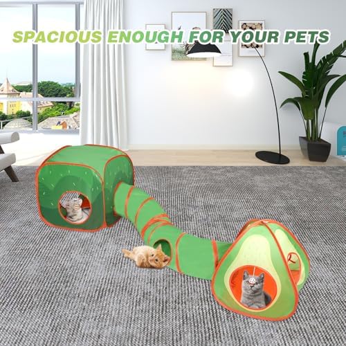 Rypet Cat Toy Tunnel and Cubes Bundle, Play Tubes for Indoor Cats, Green