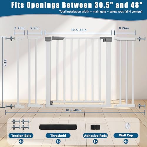 Rgqphantom 41" Tall Safety Pet Gate,Adjustable 29.92"-49.21" Wide(White)