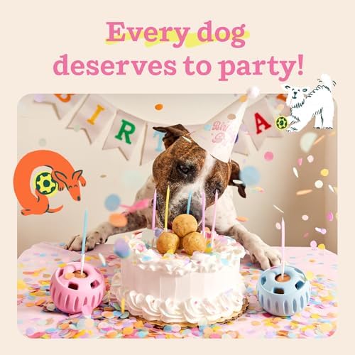 WOOF Pupsicle Interactive Dog Ball Toy for Dogs Small 10-25 lbs - Pink | Long-lasting enrichment toy for small dogs, easy-fill design, low-mess play, made of natural rubber, easy to clean