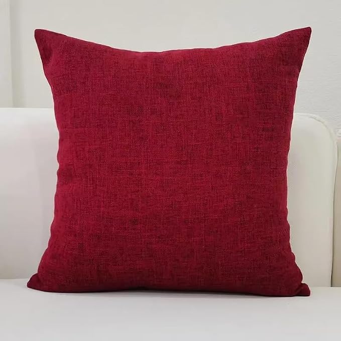 HOMSJUN Soft Resilience Throw Pillow Inserts with Solid Color Covers, Decorative Cushion for Sofa Couch Bedroom, 18 x 18 Inches, Maroon Red, 1 Pack