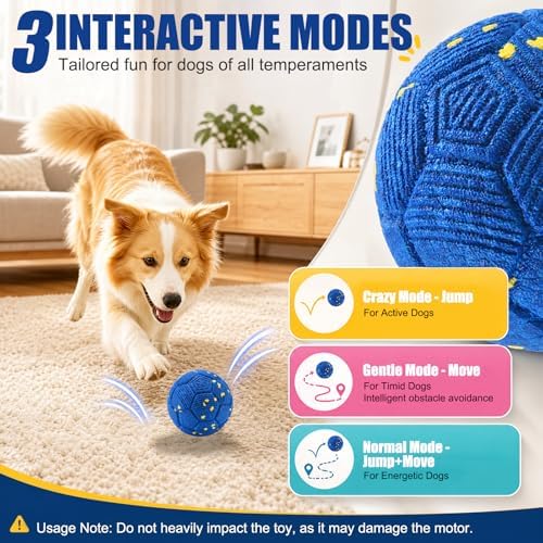 vinkey Interactive Dog Ball Toy, Automatic Moving Bouncing Rolling Smart Dog Toy, E-TPU Durable Motion Activated Ball, IP54 Splash Proof for Medium Large Active & Smart Dogs Indoor Outdoor