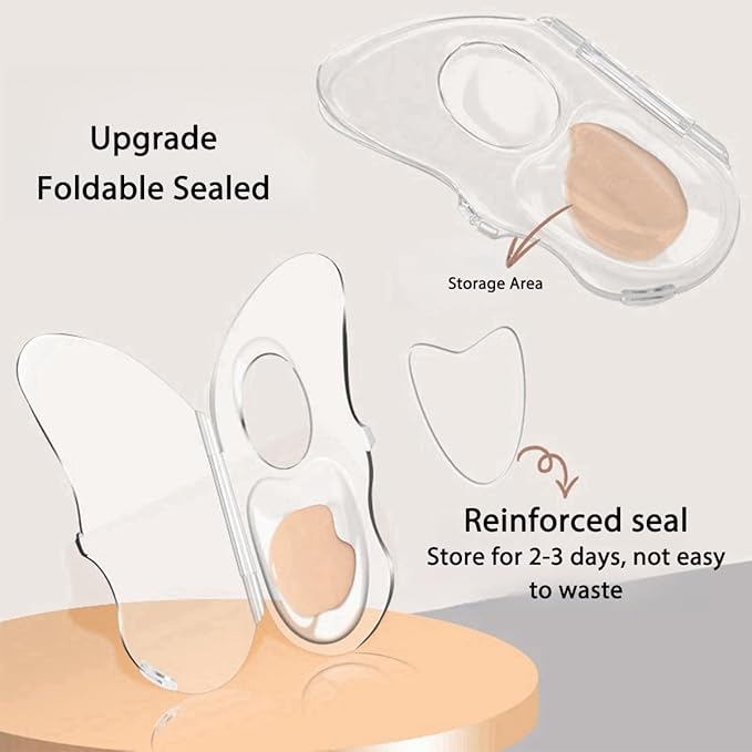 2 Set Makeup Mixing Palette, Acrylic Collapsible Makeup Palette Tray, Handheld Nail Art Transparent Palettes with Stirring Spatula for Foundation Make-up, Makeup Artist and Beginner