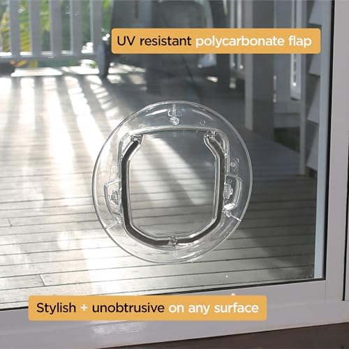 Hakuna Pets Ultra Clear Pet, Cat and Dog Door with 4-Way Locks for Screens, Glass Doors and Windows up to 0.6" Thick, Small, Clear