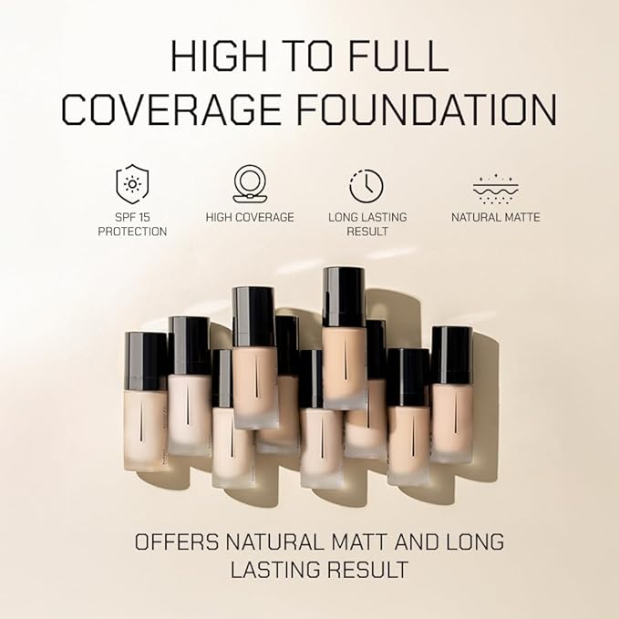 Radiant Professional Natural Fix All Day Matte Cream Foundation Makeup – Long Wear, Full Coverage Matte Foundation with SPF 15 – Oil Free Lightweight Formula for All Skin Types – 1.01oz (02 Caramel)
