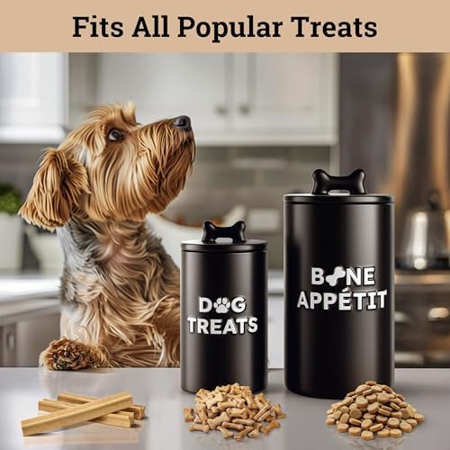 Ceramic Dog Treat Container Airtight Set of 2, 10x5 in & 7x4 in, 11 Cups